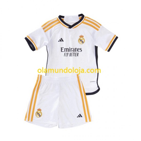 Camisola Real Madrid Criança Equipamento Primeiro 2023-2024 Manga Curta